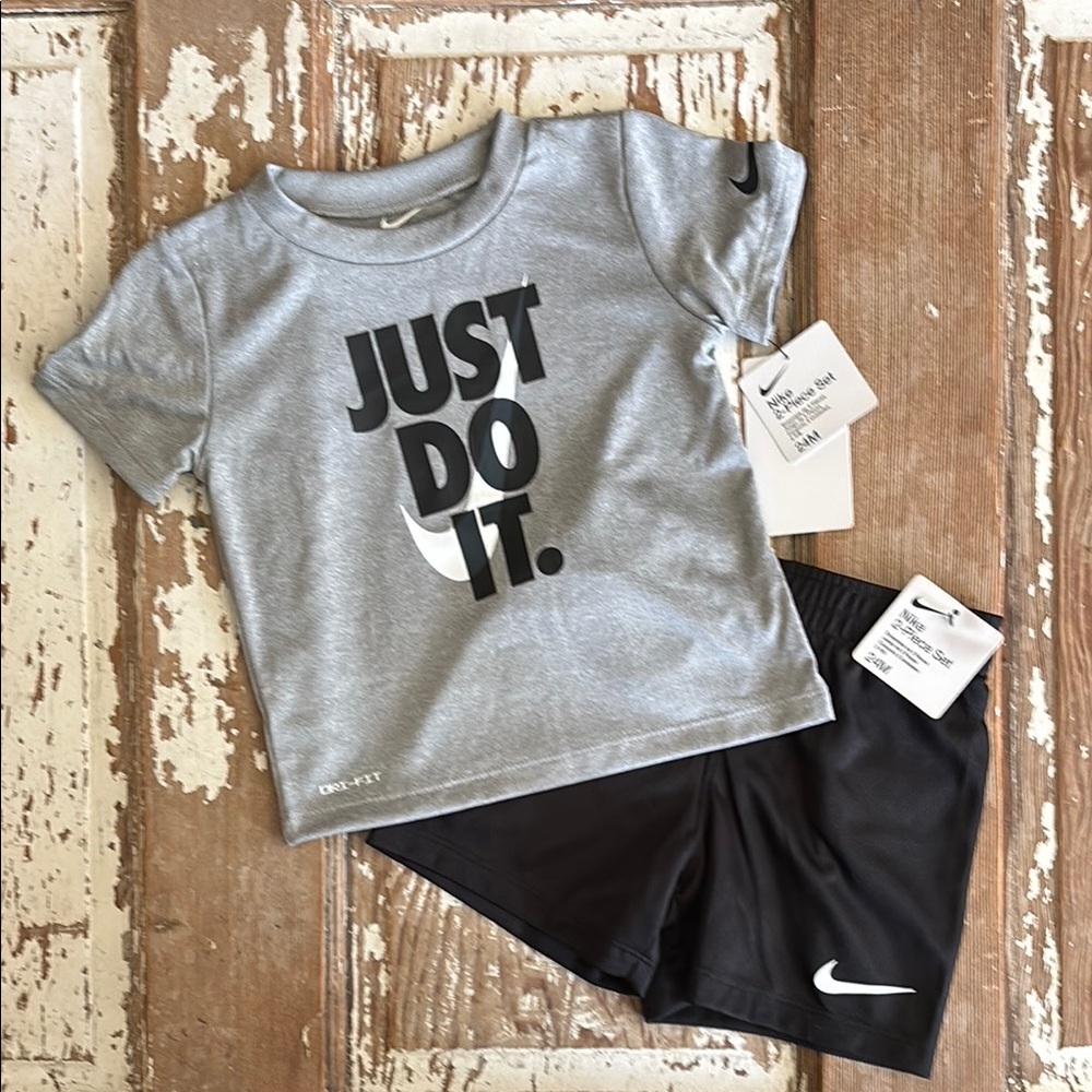 Nike Gray and Black Toddler Outfit 24m